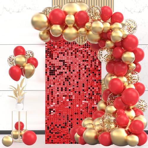 12 Pcs Red Shimmer Wall Backdrop Panels 3 x 4 FT for Party Decorations