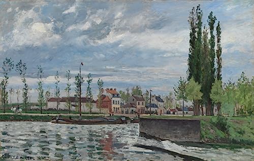 Pintura mural impresionista La esclusa de Pontoise, lienzo de gran formato 60x90cm de alta calidad