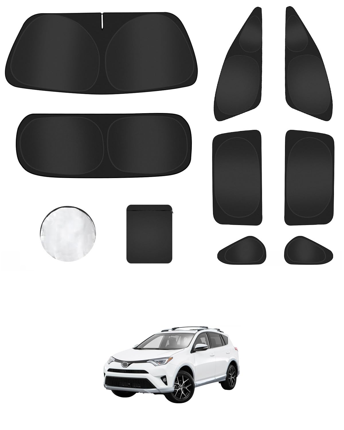 Photo 1 of 8PCS Window Shades for Toyota RAV4(2013-2018) Accessories – Full Coverage Sun Shade for Side Windows, Rear Triangular & Windshield – UV Protection & Privacy for Camping, Napping, Relaxing