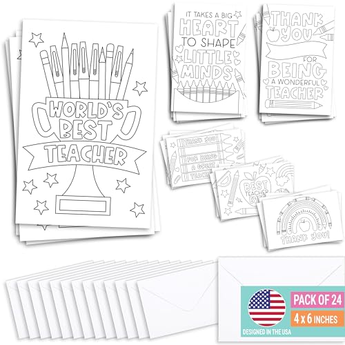 Hadley Designs 24 Teacher Thank You Cards With Envelopes -
