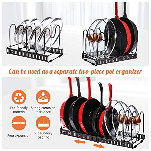 image for Focus Line Pot Organizer Rack for Cabinet, Expandable Pan and Lid Rack