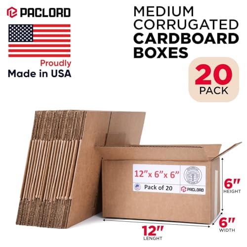 Image of Small Cardboard Boxes 12 inchL x 6 inchW x 6 inchH (Pack of 20) - USA-Made Packing Boxes for Moving, Shipping, or Storage - USPS, UPS, FedEx Approved - Professional Packing Supplies for Moving | USA-Made Packing Boxes for Moving, Shipping, or Storage - USPS, UPS, FedEx Approved - Professional Packing Supplies