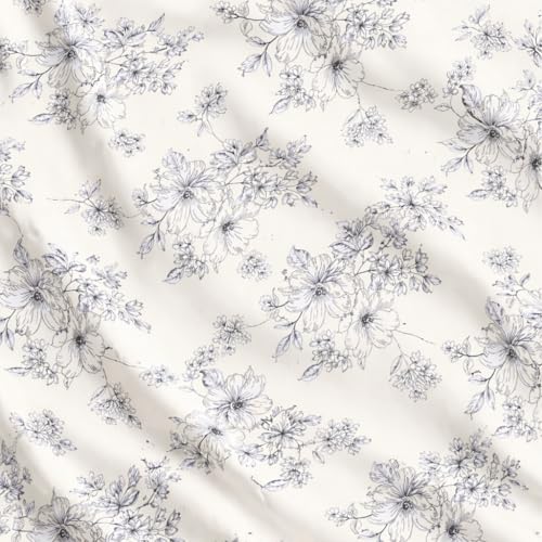 Image of 350 TC Premium Heavy Cotton Feel Elastic Fitted Bedsheet Queen Size with 2 Pillow Covers || Double Bed with All Around Elastic (WhiteFlowers, Fitted - Double72x72)