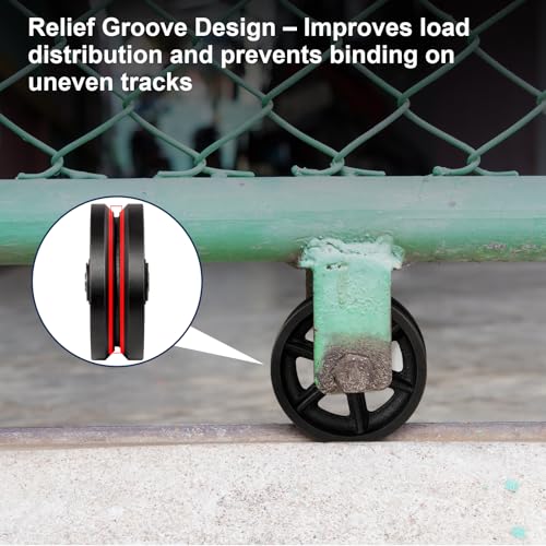 Image of 4 inch x 1.5 inch V-Groove Steel Wheel, 7 /8 inch Wide 90 Groove Fits 1 inch Angle Iron Track, Heavy Duty Industrial Track Wheel with Relief Groove, High Load Capacity(2 Pack)