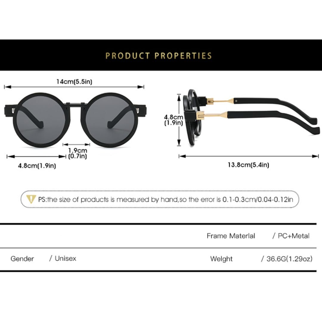 Occhiali da sole con protezione UV400 | Rotondi Punk Trasparenti Sfumati | Per donne e uomini, sport all'aria aperta e guida