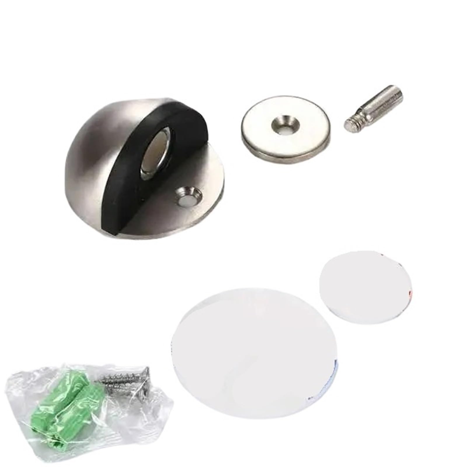 Door Stop Stainless Steel Door Stopper Dual Catch No Punching Bumper Wedge Wall for Floor(Single Hole-ss)