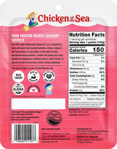 Image of Chicken of the Sea Pink Salmon, Wild-Caught, Skinless & Boneless, 5-Ounce Packet (Pack of 5)
