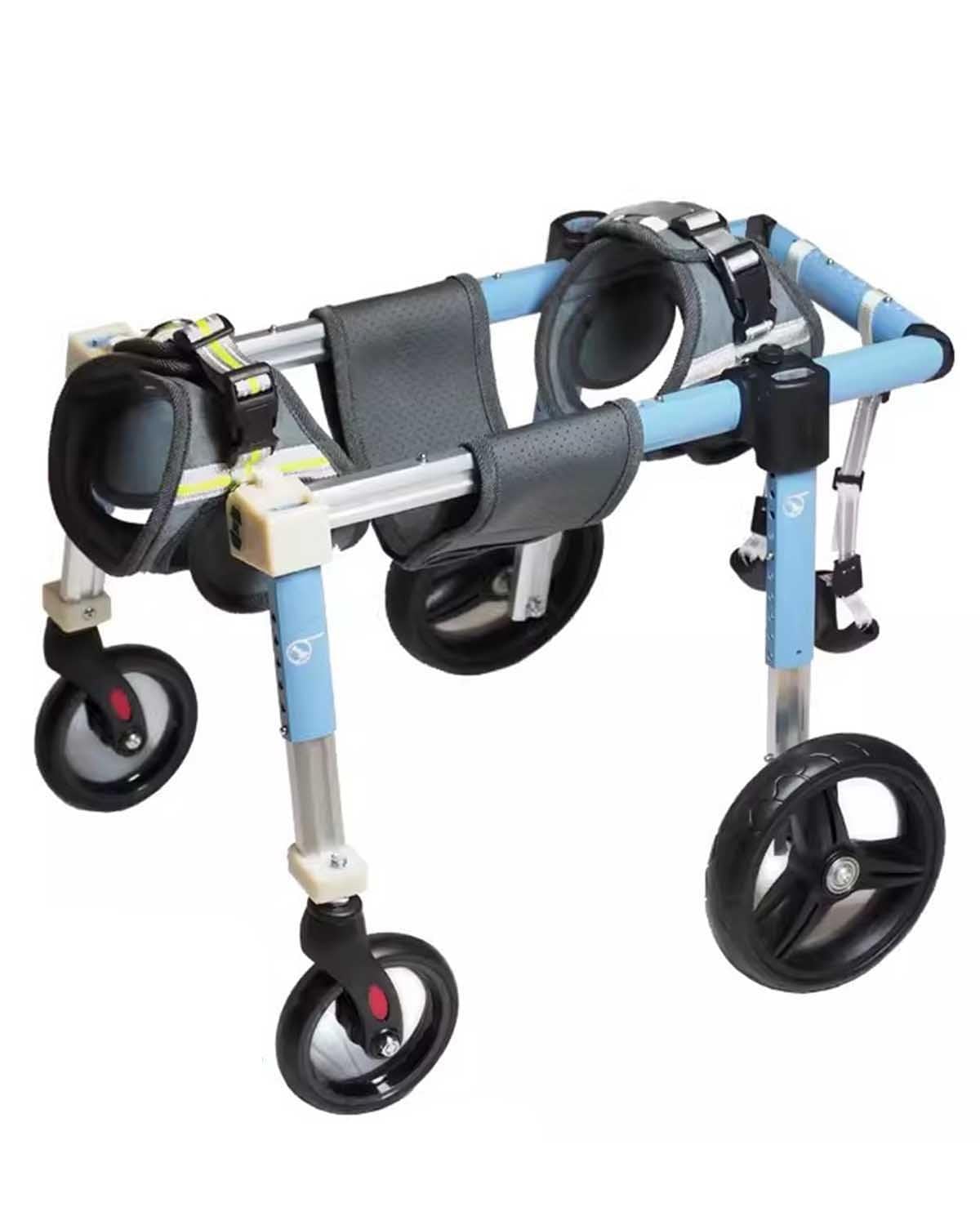 ZIMGOD Aluminum Dog Mobility Cart Wheel Chair, 4 Wheel Doggy Wheelchair Support, Adjustable Pet Assisted Walk Car, Disabled Dachshund Dog Walking Device(Blue,XS)