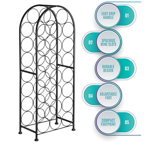 Sorbus Mini Freestanding Floor Wine Rack, Bottle Storage (23 Bottle, Black) - image 4