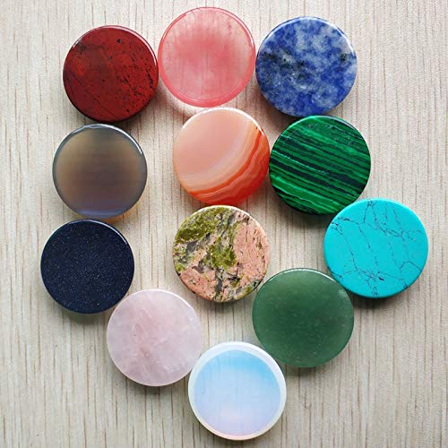 12pcs/Lot Natural Stone Mixed Round Cabochon Beads 30mm for Jewelry Accessories Making - (Color: Blue Sand Stone)