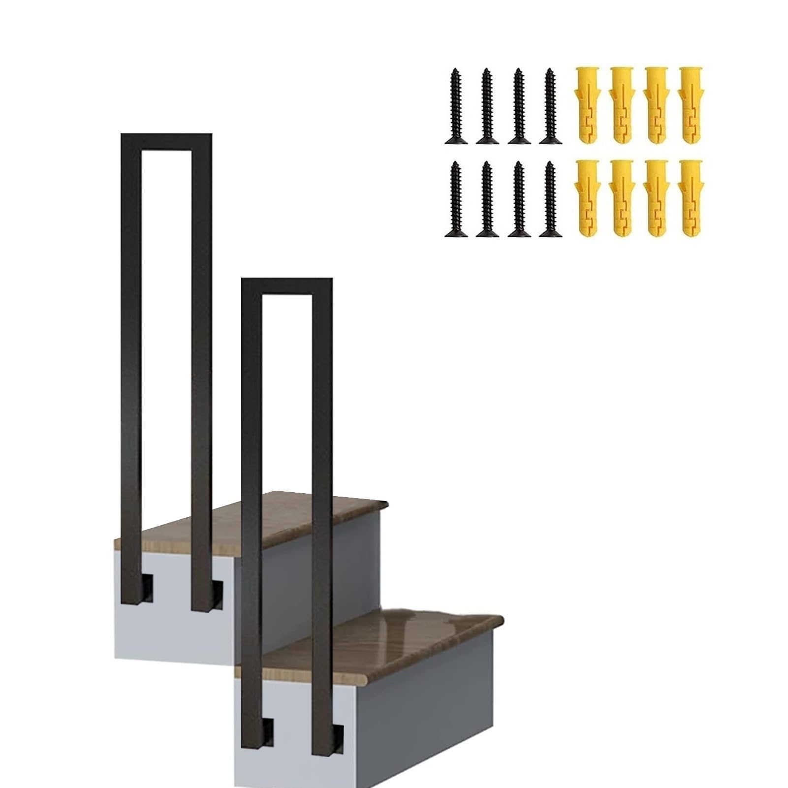 GHFXSCV Outdoor Metal il for 1-Step Stairs Black Wrought Iron Railing Kit for Concrete & Cement Steps 2.8Ft (85Cm) -Safety Solution for Stairway