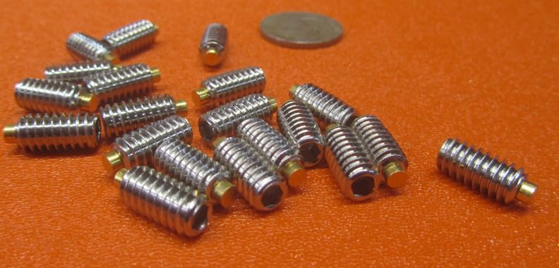 18-8 Stainless Steel Brass Tip Set Screw 1/4"-20 x .500" Thread Length 20 pcs.