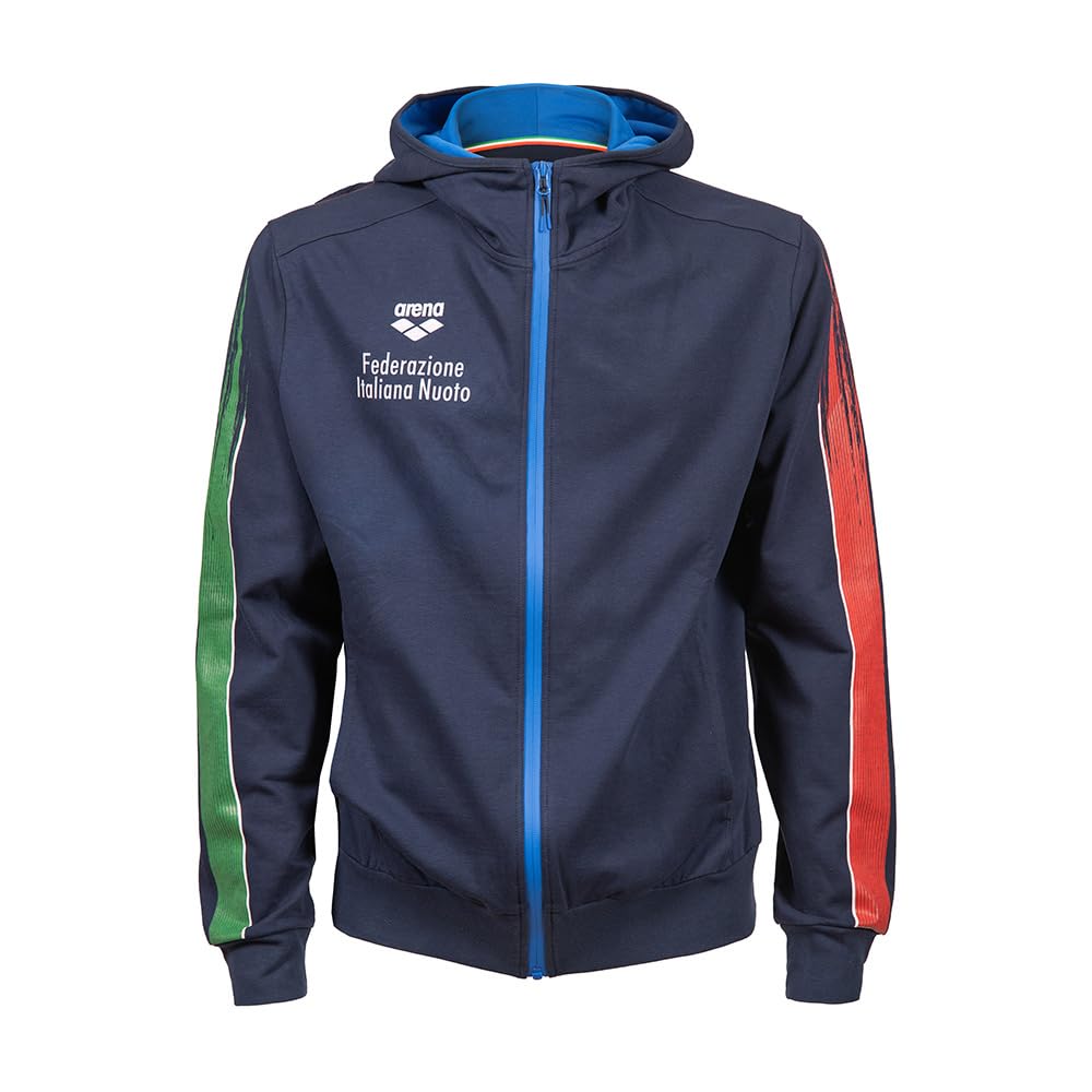 ARENA Giacca Felpa Italia Nazionale Tuta Fin Unisex Training Hooded Jacket Piscina Blu Taglia XL