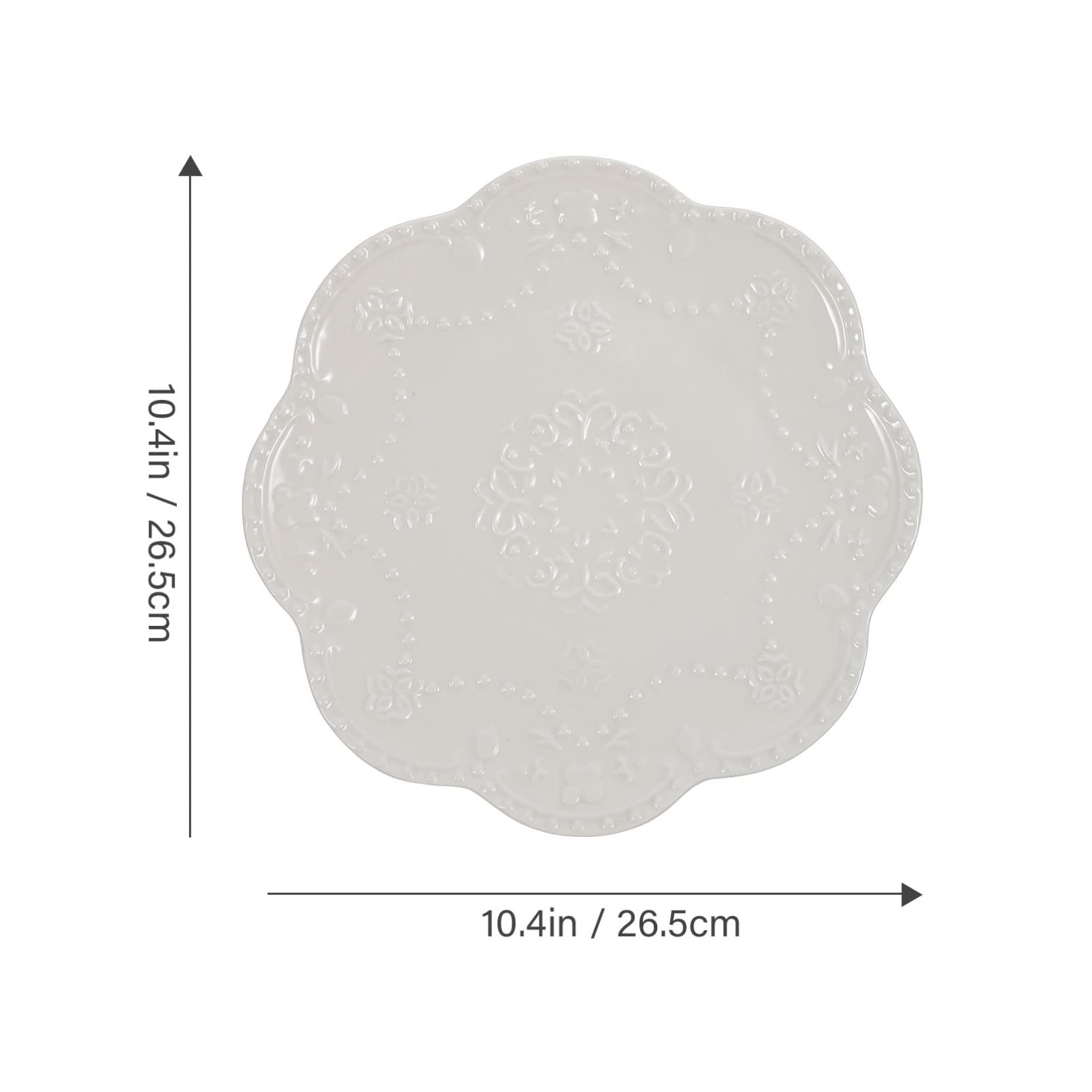 BESTonZON Piatto Decorativo in Ceramica Bianco dal Bordo Goffrato
