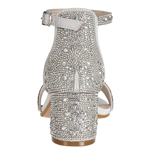 SheSole Women's Open Toe Strappy Low Block Heel Bling Rhinestone Sandals for Wedding Bride Dress Shoes3