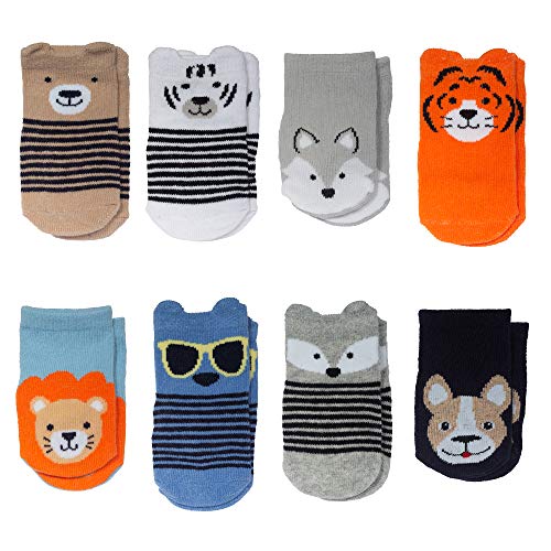 Little Me baby boys Boy Socks, 8-pack Infant and Toddler Costumes, Animal Theme, 0-12 Months US