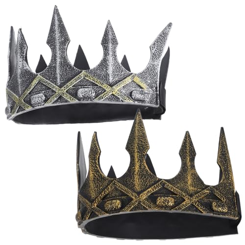 ULDIGI 2 Piezas Medieval PU Diadema Rey para Halloween Cosplay Accesorios Escénicos Elegante Decorativa para Hombre