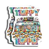 Trippy Hippie Magnets - Colorful Van Art - Psychedelic Mushroom Magnets - Hippie Van Decor - Retro Van Magnet Set - Vibrant Hippie Art- 2 Pack - Made in USA - PLDFMAG3524