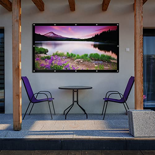 Maclean MC-980 84, 186x100cm Projektor-Leinwand Faltbarer Bildschirm Projektionswand mit Haken Betrachtungswinkel: 179° Tragbar Faltbar Spannhaken Beamerleinwand Präsentationswand 25 mm Rand 16:9