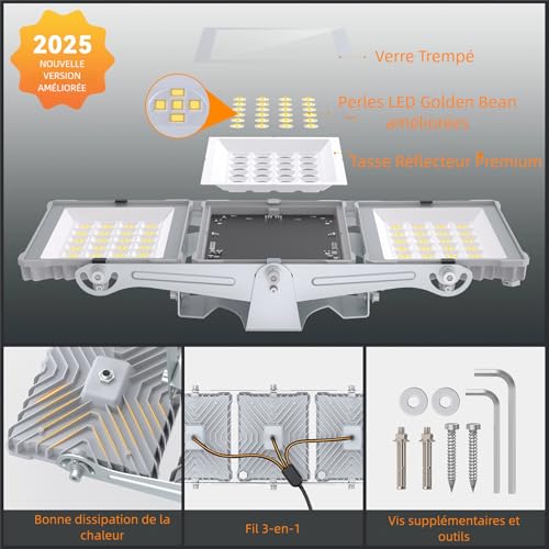 Projecteur LED extérieur 300W SOLLA 2025 Plus éclairage de sécurité gris - 4