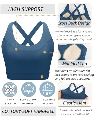 Image of RUNNING GIRL Sports Bra for Women, Molded Cup High Impact Sports Bras for Women with Sewn in Pads