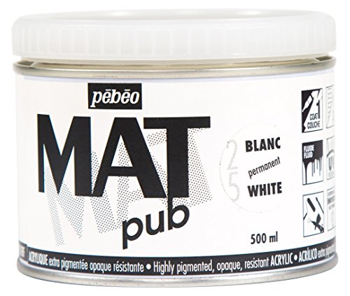 ペベオ(Pebeo) ウォールアート用水性アクリル絵具 マットピュブ 500ml パーマネントホワイト25