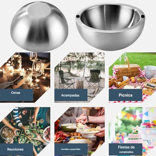 Bol para enfriar ensaladas en acero inoxidable de doble capa térmica para buffets 6