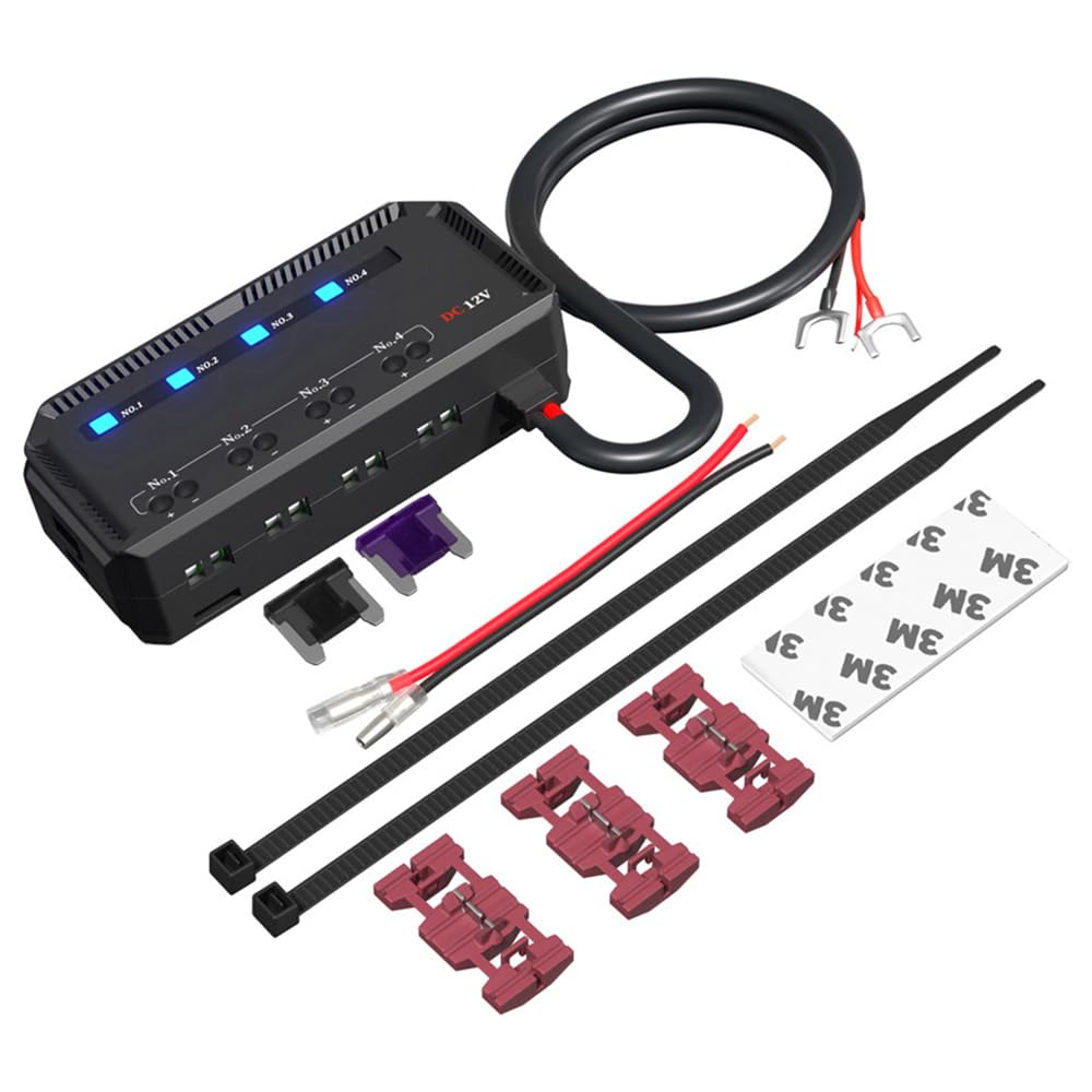 Boîte à fusibles 12 V avec voyants lumineux, connecteur rapide, boîte à fusibles pour motos, voitures, phares, navigation, support de téléphone, chargeur de voiture