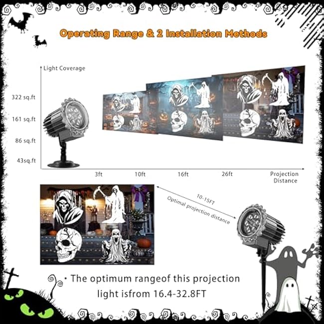 Halloween Projector Lights Outdoor, Rotating Ghost Projector, Waterproof Halloween Projector Lights Landscape Lights for Outdoor Indoor, Yard, Patio, Garden, Party Decor (Cool White Ghost)