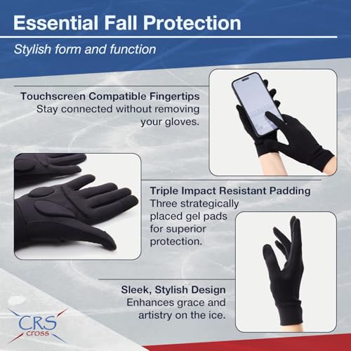 CRS Cross Padded Ice Skating Gloves. Warm Padded Protection for Figure Skating Testing, Practice, Dance Competitions, Roller Skaters and Cheerleading.2