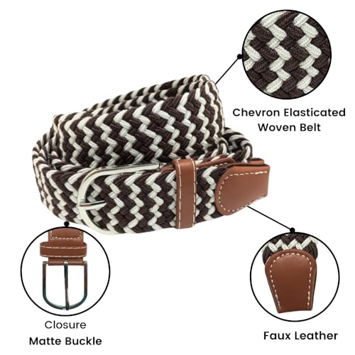 Image of The Tie Hub Unisex Stretchable Woven Fabric Belt | Adjustable, Hole-Free Design | Fits Up to 40 Inches Waist