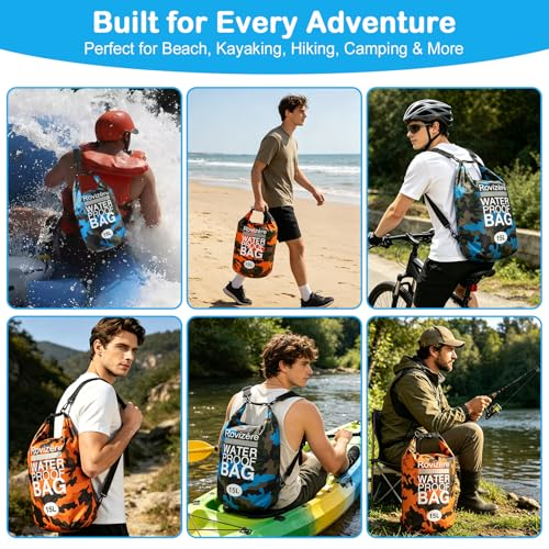 Bolsa seca impermeable 15L, Camuflaje naranja miniatura 3