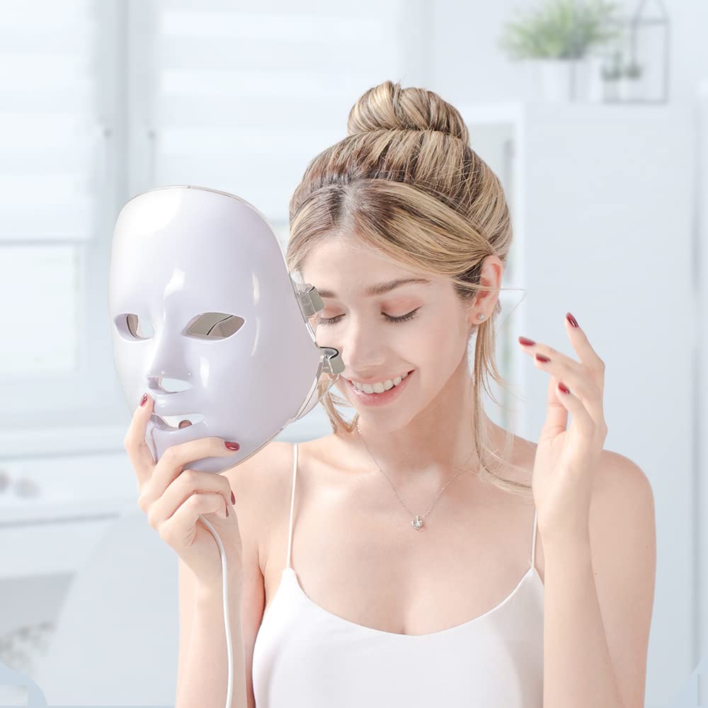 LIARTY 7 Colours Light Photon LED Mask, Improved Light Therapy Mask, Skin Rejuvenation Therapy, Face Skin Care for Mask, Acne, Spots, Wrinkles, Face, Beauty, Daily Skin Care (EU Plug)