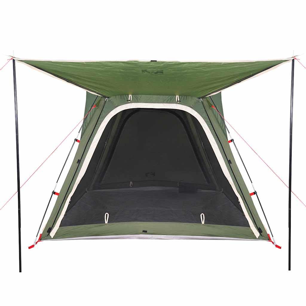 Tienda de campaña para 4 personas en verde con sistema de liberación rápida, tienda familiar impermeable con ventilación y protección contra insectos, tienda de campaña ligera con toldo y bolsa de