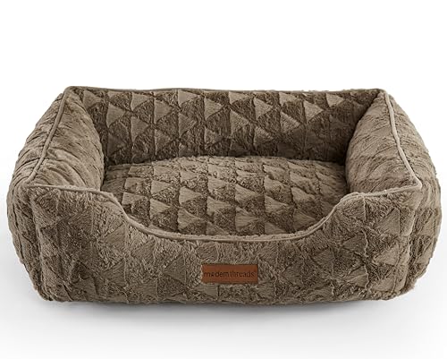 Image of Modern Threads Ultra Soft Plush Pet Bed for Small and Medium Dogs with Elegant Texture and Stylish Design, Removable Washable Cover, Brown, (24 inch L x 20 inch W x 8 inch Th)