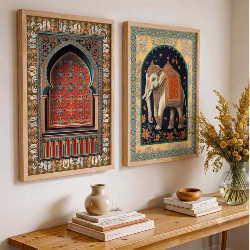 Image of Kotart Traditional Indian Wall Art Paintings for Living Room | Wall Poster With frames | Paintings For Home Decoration | Framed Painting Home Room Bedroom Office Decor | Painting Decoration (Art 4, (35x37 Inch), Framed)