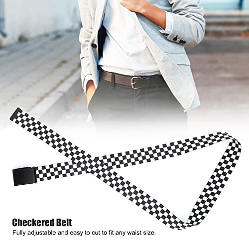 Hapivida Checkered Belt, Black White Grid Check Belts Canvas Belt Casual Waistband Adjustable Cuttable Plaid Belts for Men Women2