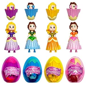 QINGQIU 4 Pack Jumbo Princess Deformation Prefilled Easter Eggs with Toys Inside for Kids Girls Boys Easter Gifts Easter…