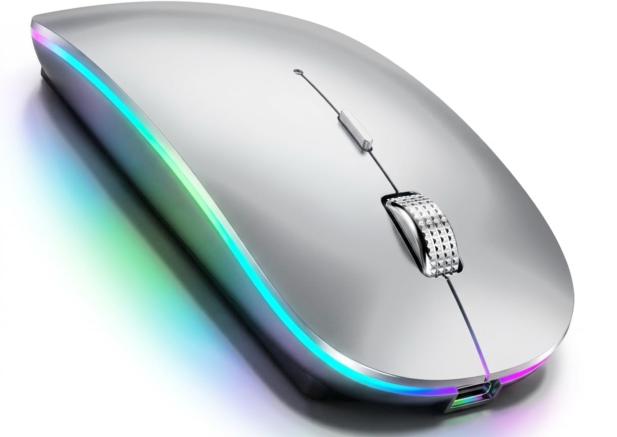 Offbeat Dash 2.4GHz Wireless + Bluetooth 5.1 +5.0 Mouse, Multi-Device Tripel Mode Type C Rechargeable Silent Click Buttons Wireless Bluetooth Mouse 3 Adjustable DPI, Works on 3 Devices (Silver)-picture-23