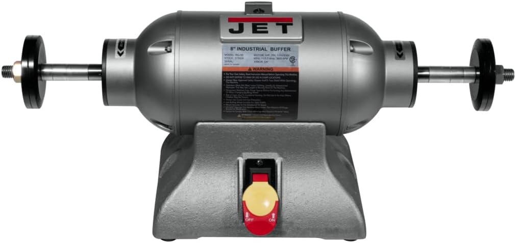 JET 8-Inch Industrial Buffer, 3600 RPM, 1 HP, 115V 1Ph (Model IBG-8SSB)