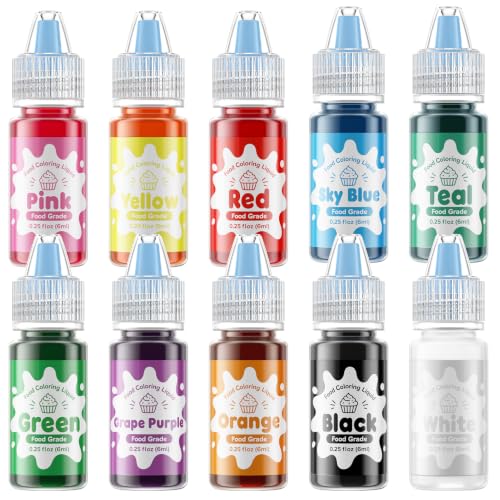 Image of Food Coloring 10x6ml Set for Baking Cake Halloween Fondant