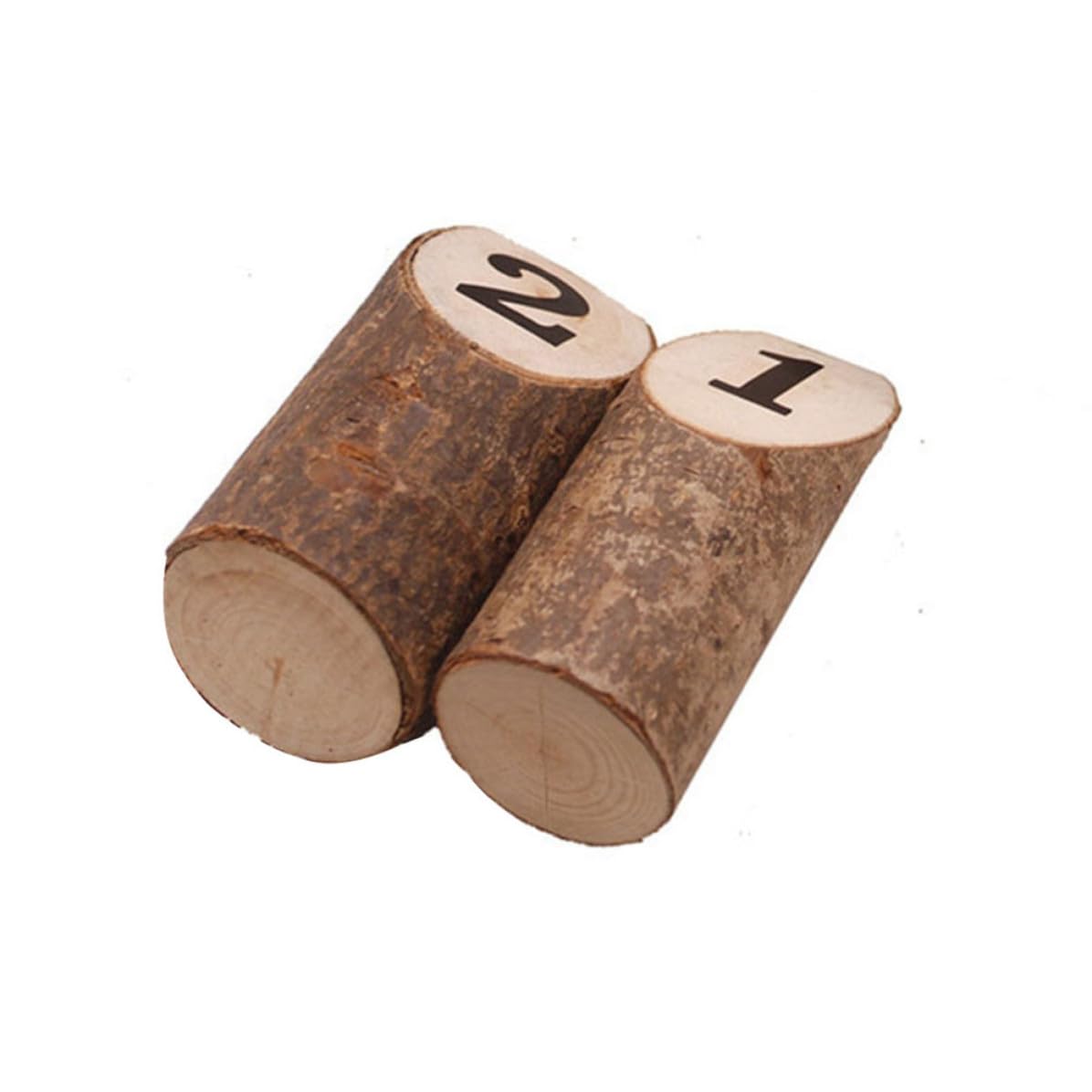 Didiseaon 20 Piezas Mini Tocones de Madera Rústica Números Impresos para