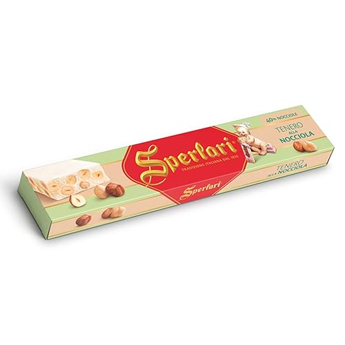 Sperlari Torrone - Caramelos italianos tradicionales Turrón suave gourmet con limón, vainilla y avellanas picadas crujientes Barra de caramelo