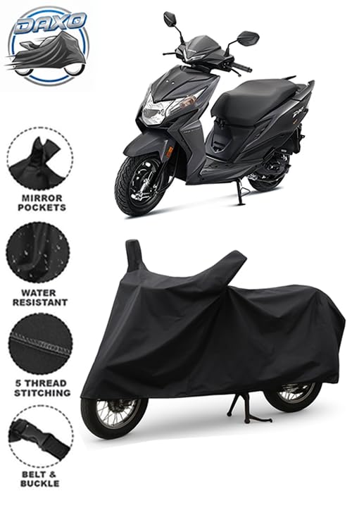 Image of DAXO Waterproof Scooty Cover for Honda Dio | All Weather Protection from Rain, Dust, UV Rays & Scratches with Mirror Pockets & Buckle Belt | Dio Scooty Cover