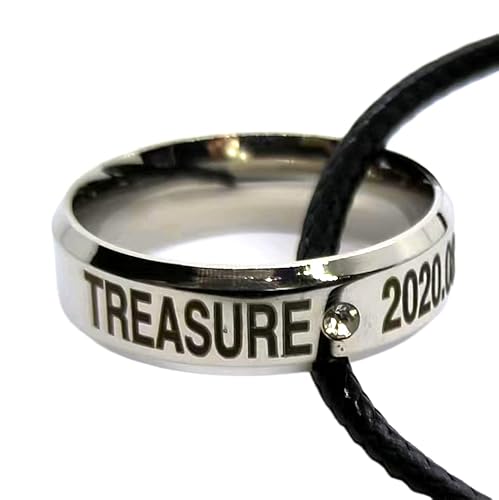 [Fangoods] treasure リング トレジャー メンバー大集合 名前 誕生日刻印 指輪 Kpopグッズ 記念日 ネックレス 黒紐付き 人気応援グッズ レディース メンズプレゼント韓国アクセサリー シンプル オシャレ アレルギー ペンライト (TREASURE（トレジャー）, ステンレススチール)のサムネイル