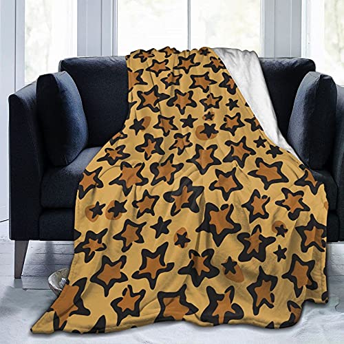 Star Leopard Animal Print Flanell Fleece Überwurfdecken,Weiche Warme Decken Tagesdecke/Bettdecke/Bettlaken 150x125cm