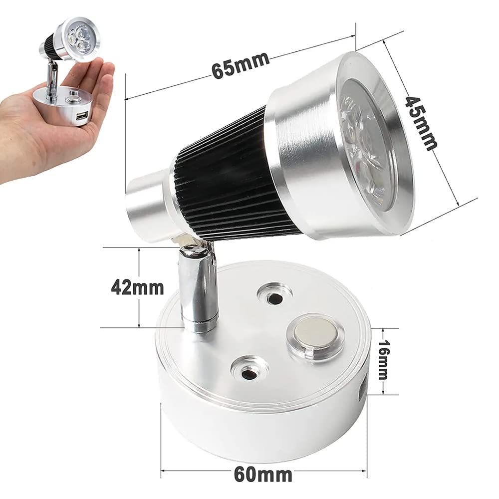 JUTTAUTO Foco de caravana de 12 V, 2 luces LED de lectura interiores con atenuación táctil con USB, lámparas de lectura de pared para caravana, caravana, barco, autocaravana (plata-2)