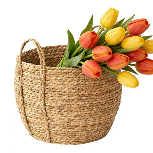 Soporte de maceta de tejido – equipo de almacenamiento versátil inspirado en la granja, aspecto de retrato natural, lógica decorativa, unidad de cartón de fibra pesada, bolso de mano, elegante