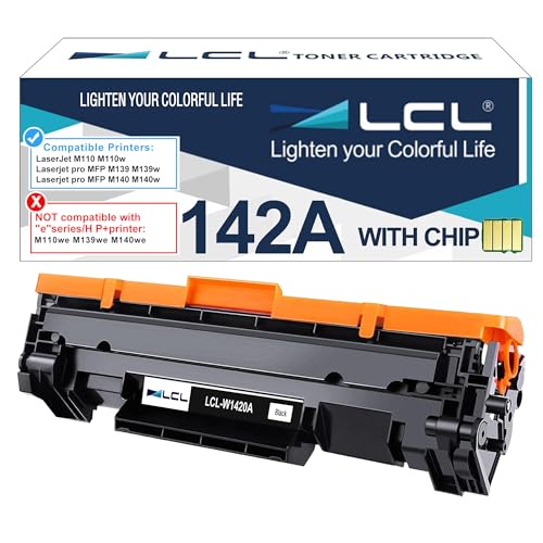 LCL 142A Noir avec Puce Cartouche de Toner Compatible pour HP 142A W1420A 142X W1420X Compatible pour HP LaserJet M110 M110w MFP M139 M139w M140 M140w Printer...