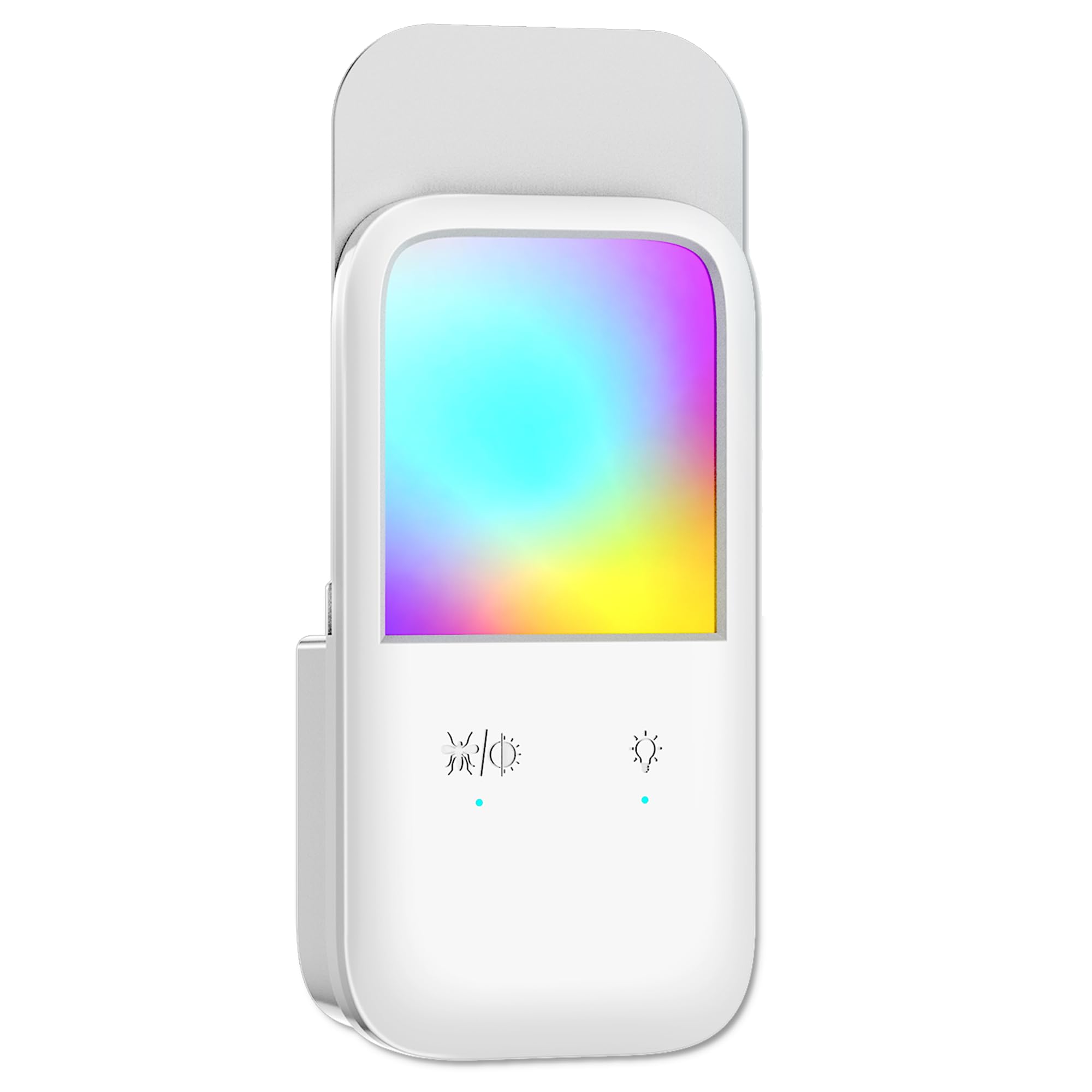 Plug-in Pułapka na muchy i lampka nocna, łapacz owadów do wnętrz, na komary, gonaty, muchy owocowe z lampką nocną RGB do domu, kuchni, biura (biały, 1 urządzenie z 5 samoprzylepnymi podkładkami